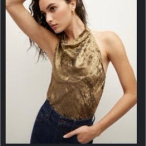 Veronica Beard Gold Halter Top- NTW- Devonne Top